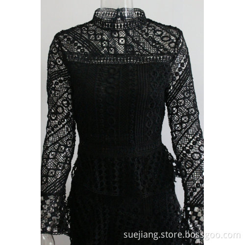 Long Sleeve Fashion Women Mesh Casual Dress